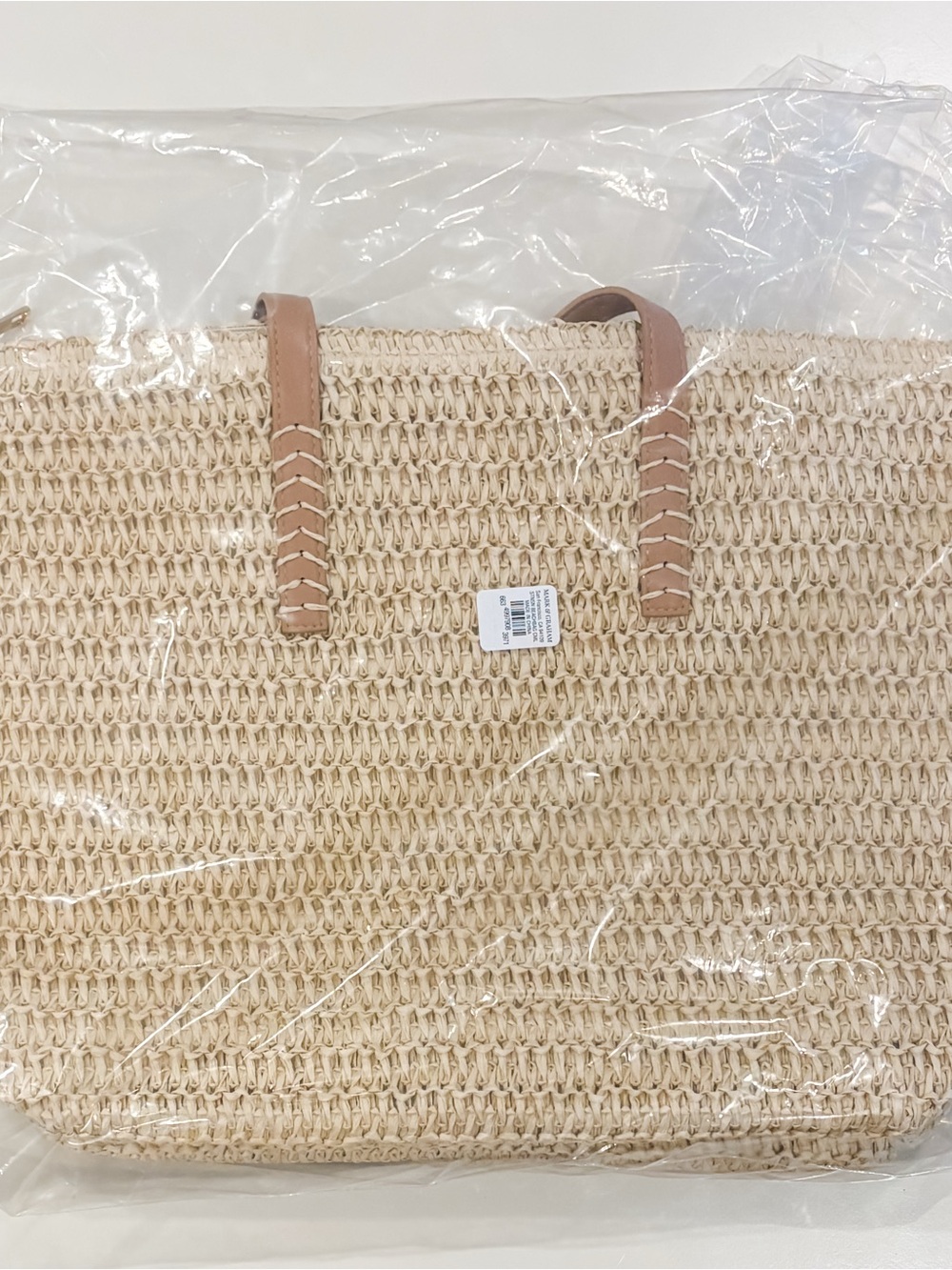 Mark & Graham Stinson Straw Zip-Top Tote with Tan Leather Handles - Picture 2 of 4